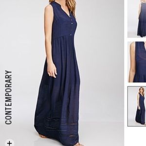 Crochet paneled maxi dress