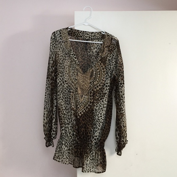 Leopard sheer top