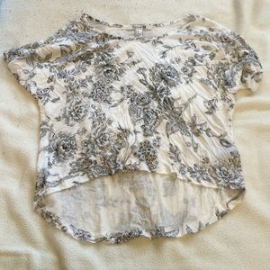White and black floral crop top