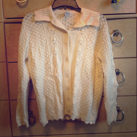 Vintage White Button-up Sweater