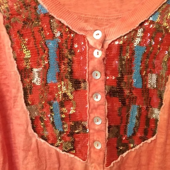 Free people Tigers eye thermal LS Henley rust rare