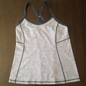 Lululemon grey pinstripe top size 8