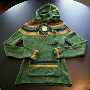 Rainbow and green pullover sweater hoodie