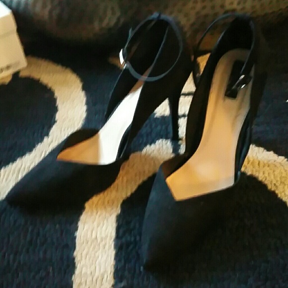 Forever 21 Shoes - Black suede pumps with ankle strap