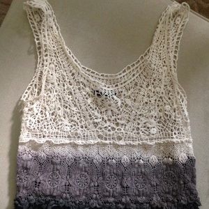 Chambray crochet tank top