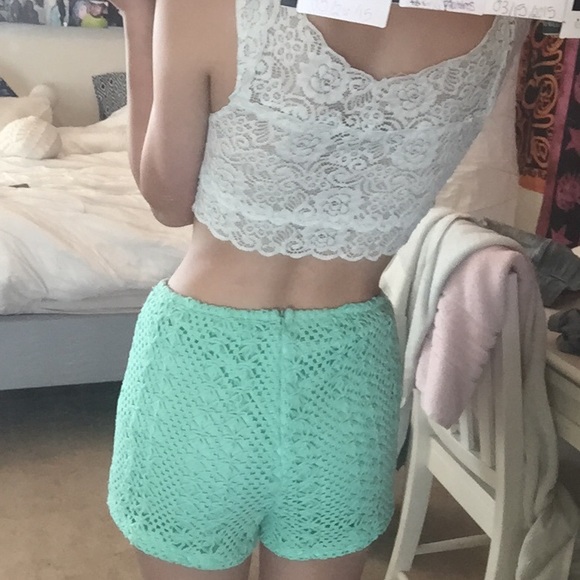 LA Hearts Teal knit high waisted shorts - Picture 2 of 4