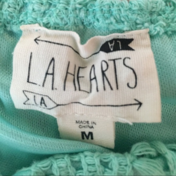 LA Hearts Teal knit high waisted shorts - Picture 3 of 4