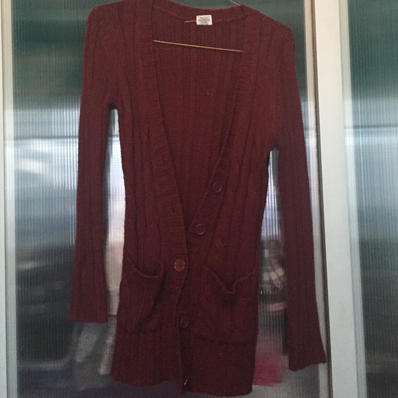 Full Tilt Sweaters - Maroon knit cardigan