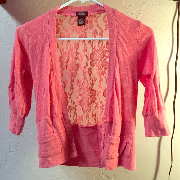 Coral lace Cardigan with buttons