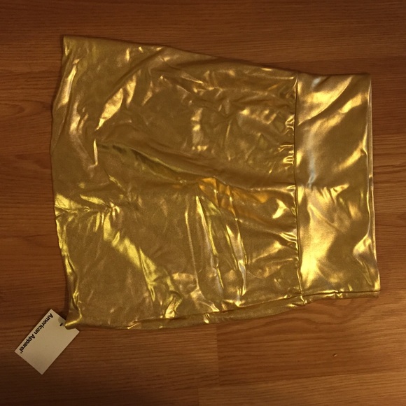 American Apparel Metallic Gold Mini Skirt S NWT