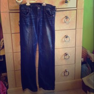 Dark Wash Flare Jeans Short Length