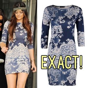 Kylie Jenner Boohoo Faux Denim Paisley Dress