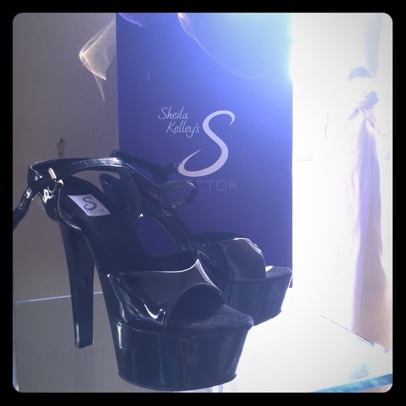 OG Sheila Kelly's Black Stripper Heels- DAYUM!