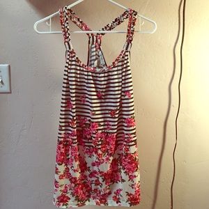 Floral/stripped tank top