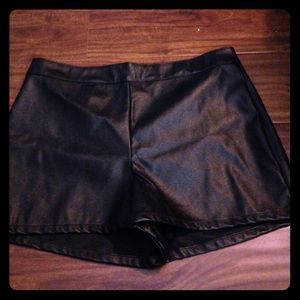 High waisted leather shorts