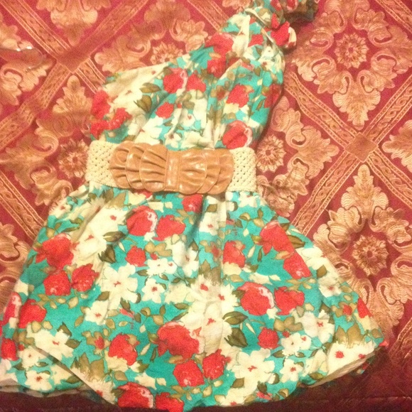 Tropical one shoulder dress!!