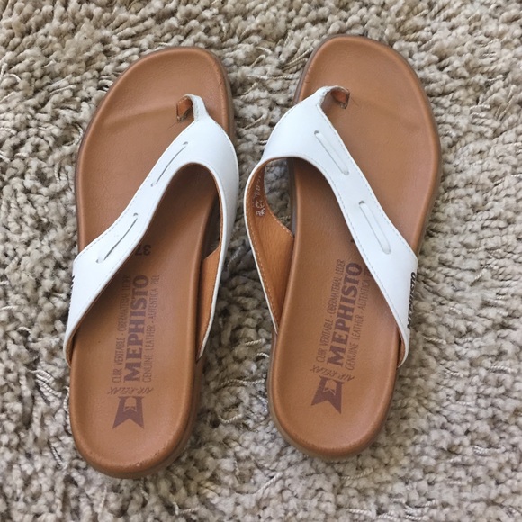 White Mephisto flip flop sandal size 37 euro