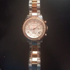 Mk watch clear and rose gold