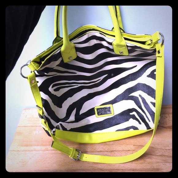 Bright yellow and zebra purse