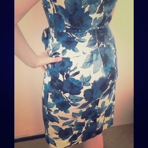 Blue Floral Pattern Shift Dress