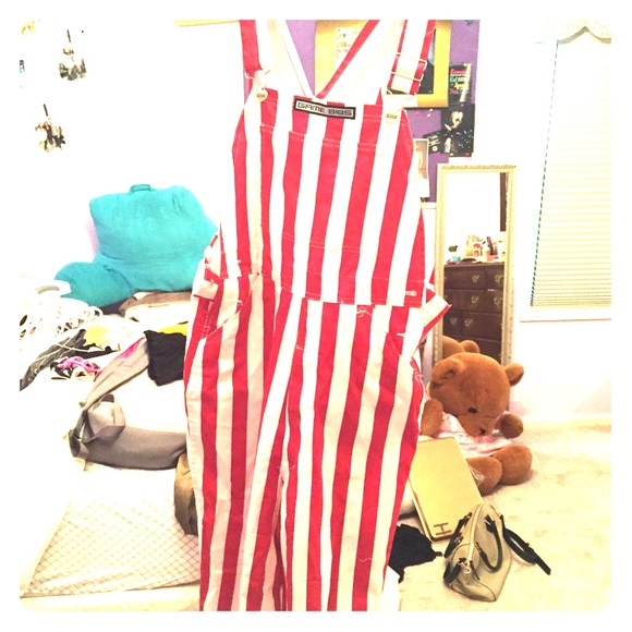 Game Bibs Red and White Overalls