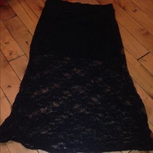 Black lace maxi skirt