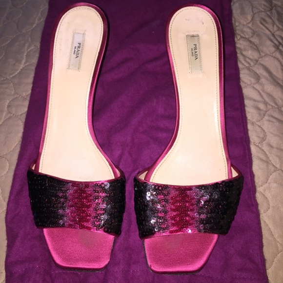 Prada women's open toed shoes with small heel