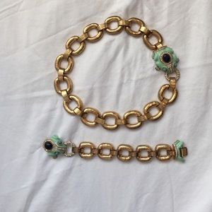 J crew gold frog matching necklace and bracelet