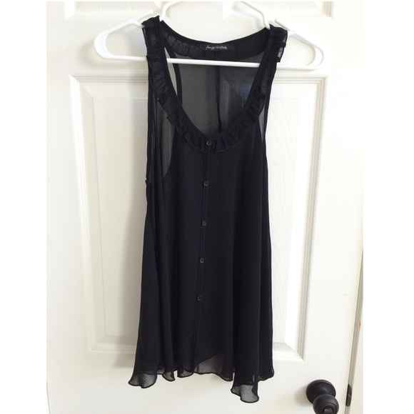 Foreign Exchange Black Button Tank