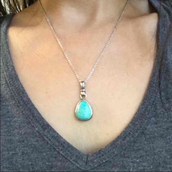 SOLD Sterling silver turquoise pendant - Picture 3 of 3