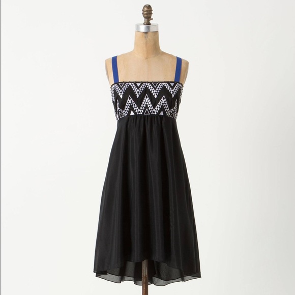 Anthropologie Silk  Embroidered Dress ⭐️
