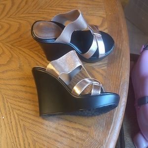 Charles David Metallic Gold Wedges