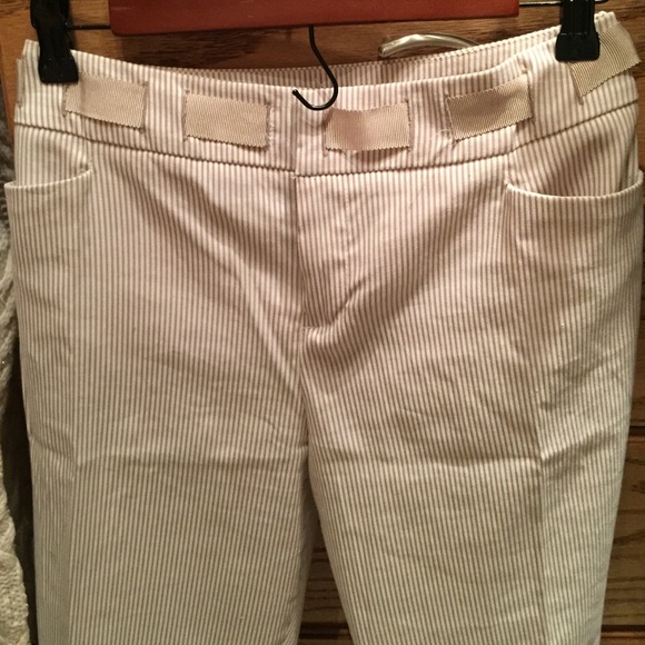 INC International Concepts tan/wht seersucker pant