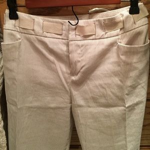 INC International Concepts tan/wht seersucker pant