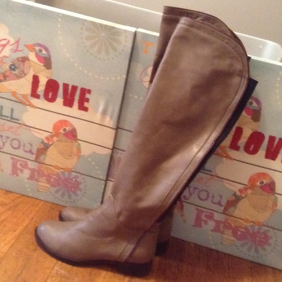 Taupe High Flat Boots