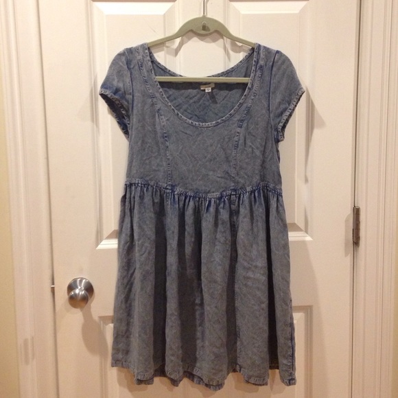 Urban Outfitters Acid Wash Denim Babydoll Dress