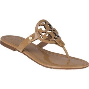 Tory miller patent sandal
