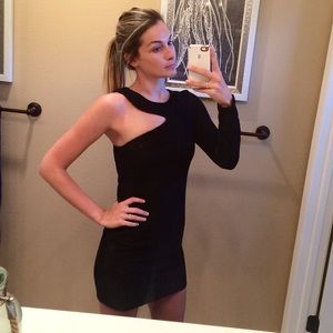 Black textured BCBG single-sleeve style dress