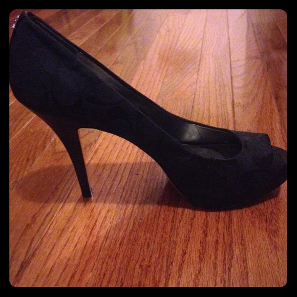 Black Coach Peep Toe Pumps✨