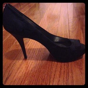 Black Coach Peep Toe Pumps✨