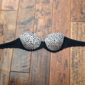 strapless cheetah print•PINK push up bra