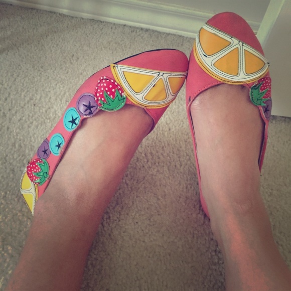 Urban outfitters fruit embellished skimmer flats