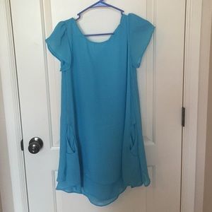 Short Blue Chiffon Dress