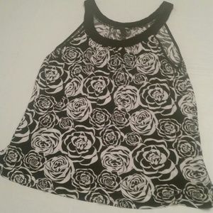 H&M black and white rose design shirt