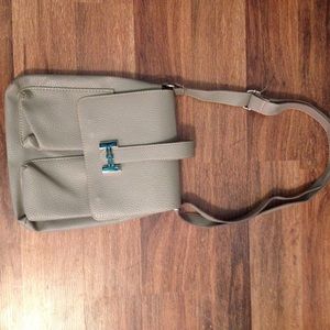 Grey leather cross body purse. REDUCED $$