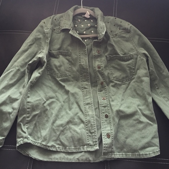 Green Studded Army Jacket - Picture 2 of 3