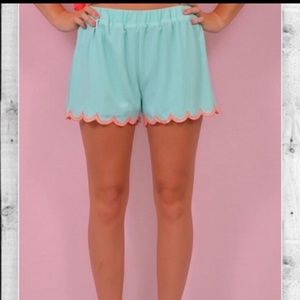 Brand New Turquoise Scalloped Shorts