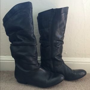 Black leather boots