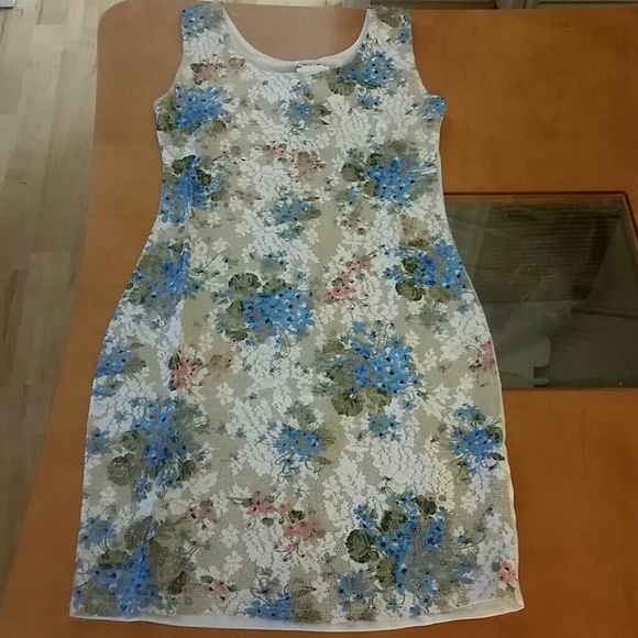 Gold Glittery Floral Dress - Picture 1 of 3