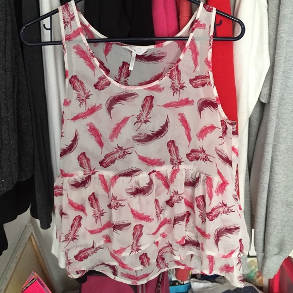 white and pink feather shirt - Picture 1 of 3